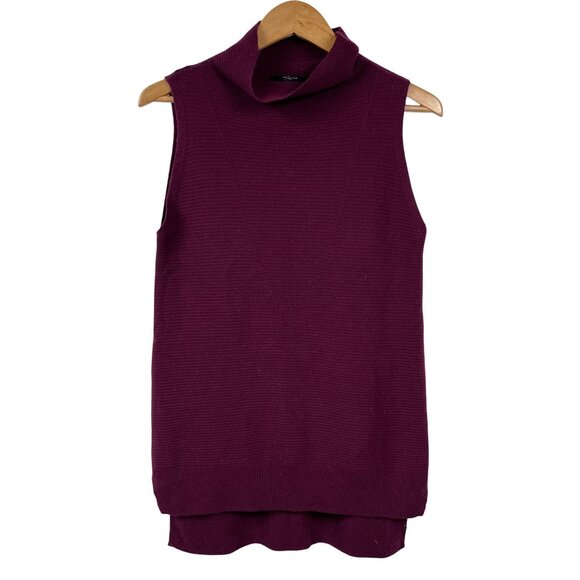 Limited 100% Cashmere Plum Sleeveless Mock Turtleneck Tank Sweater Size Small - Picture 1 of 5